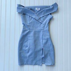 superdown - Naya Off Shoulder mini dress in dusty blue - size XS